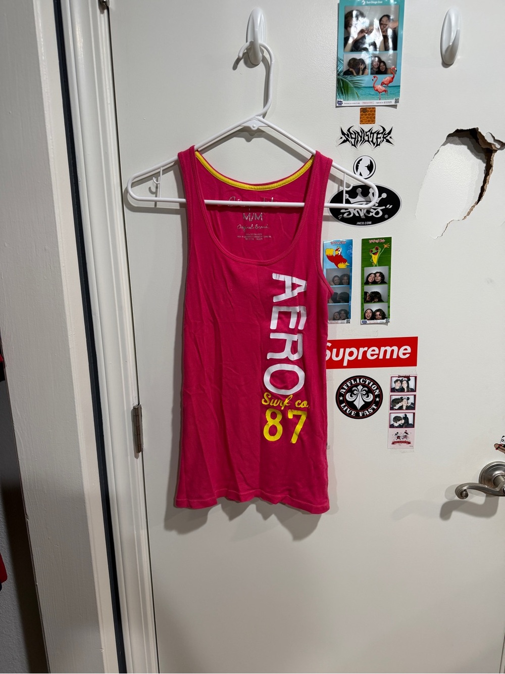 Vintage Y2K Aeropostale Pink Surf Tank with Yellow Accents